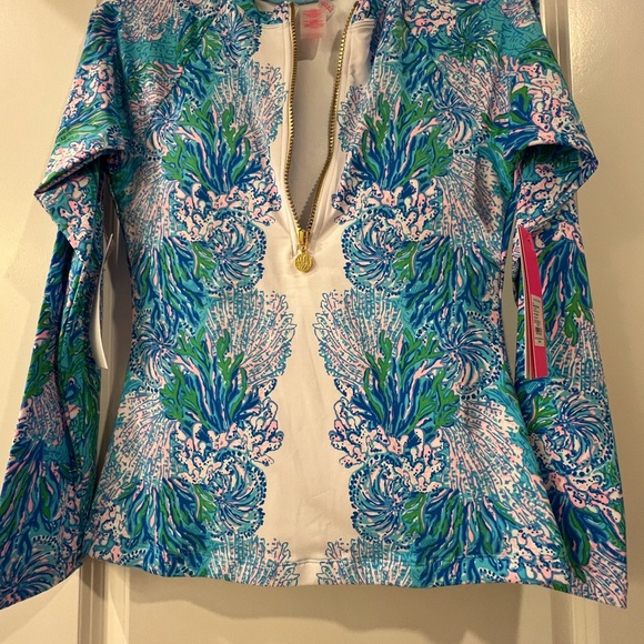 Lilly Pulitzer Nayte Rashguard Swim Top NWT las olas aqua - Picture 4 of 7